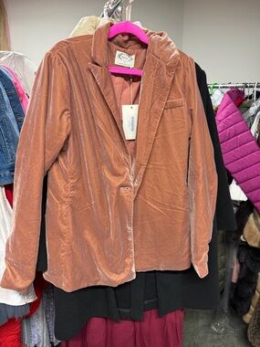Joyfolie Girls Velvet Blazer in Dusty Rose